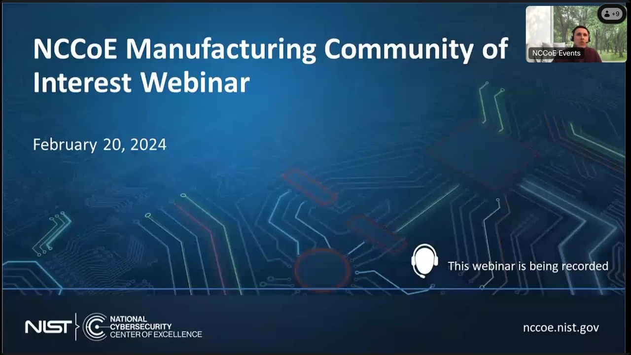 NCCoE Manufacturing Project Update Webinar