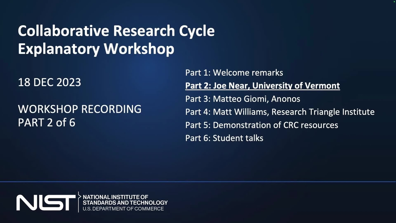 Collaborative Research Cycle Workshop - Differential Privacy: Definition, Techniques, and Applications