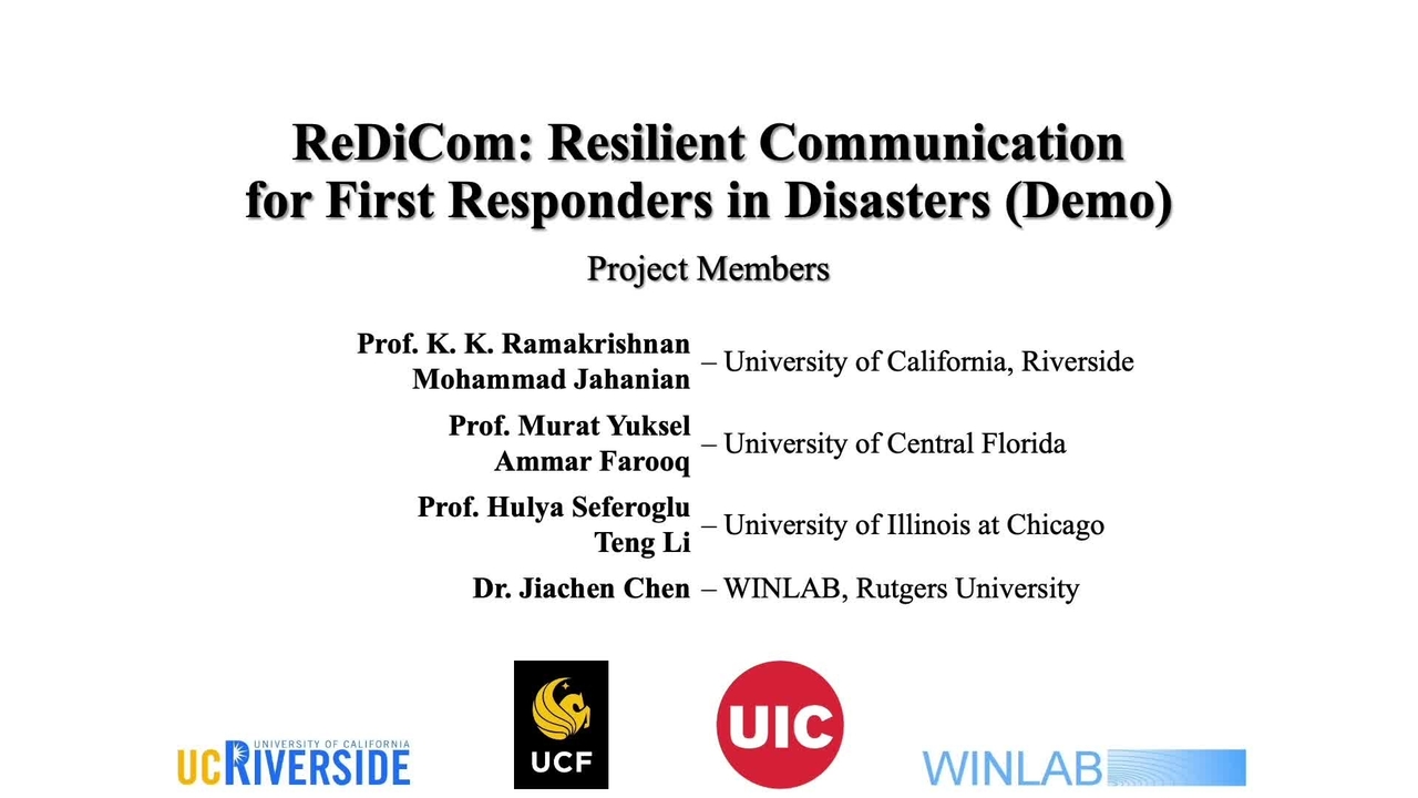ReDiCom: Resilient Communications for Dynamic First Responder Teams in Disasters Demo