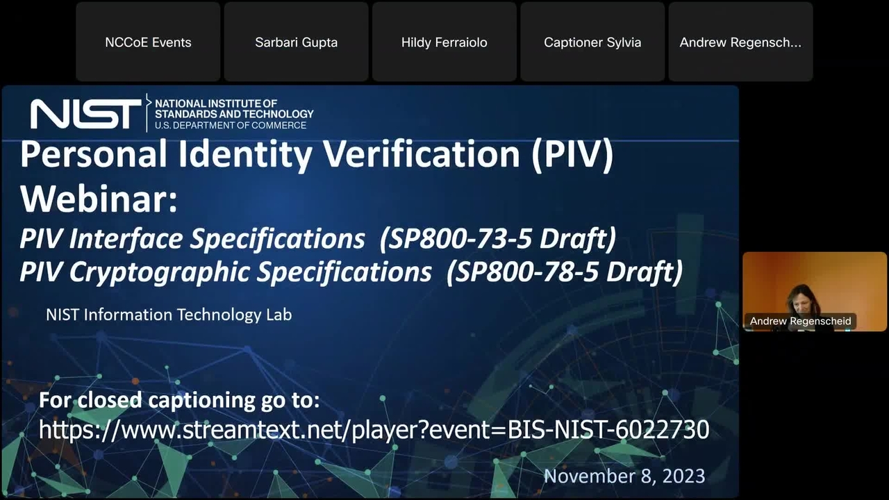 NIST Personal Identity Verification Webinar: PIV Interface Specifications and PIV Cryptographic Specifications