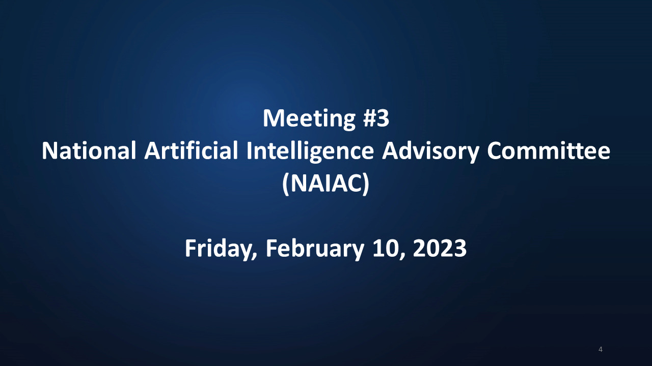 National Artificial Intelligence Advisory Committee Meeting 3