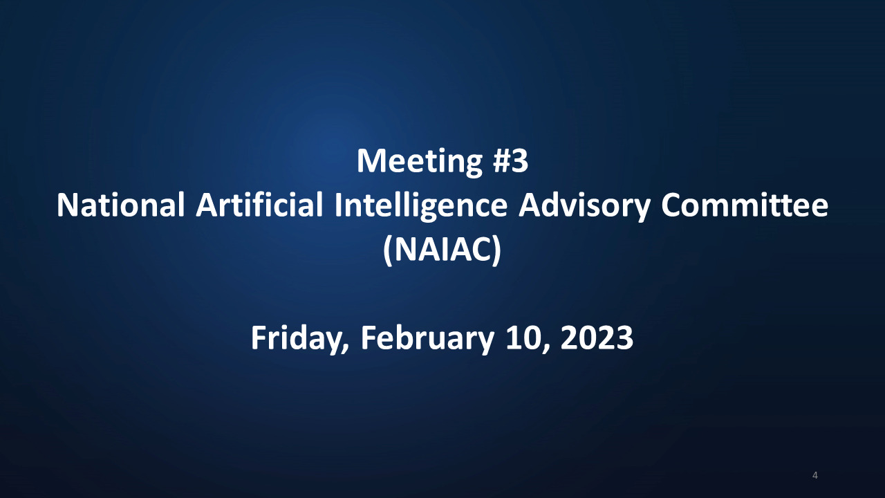 National Artificial Intelligence Advisory Committee Meeting 3