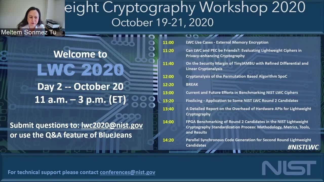 Lightweight Cryptography Workshop 2020 - Day1 Session 1