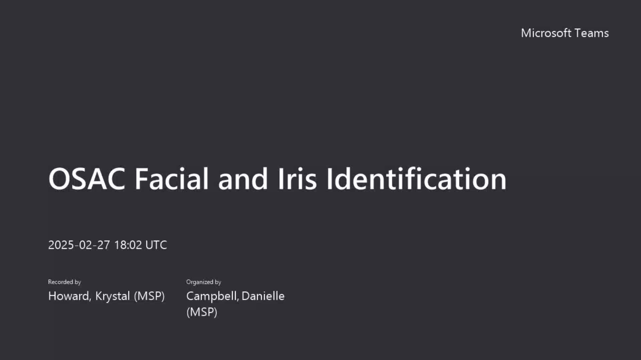 OSAC Facial and Iris Identification Research Needs Symposium