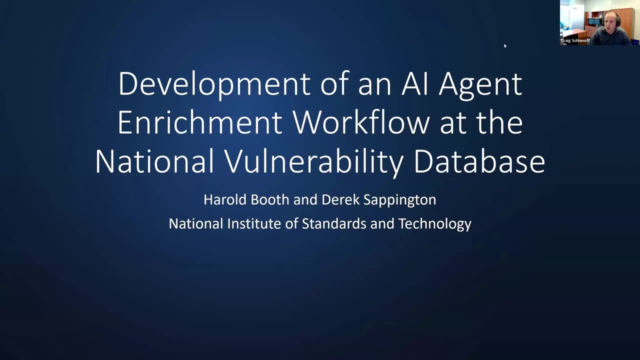 ITL AI Webinar: The Development of an AI Agent Enrichment Workflow at the National Vulnerability Database
