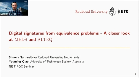 PQC Seminar: Digital signatures from equivalence problems - A closer ...