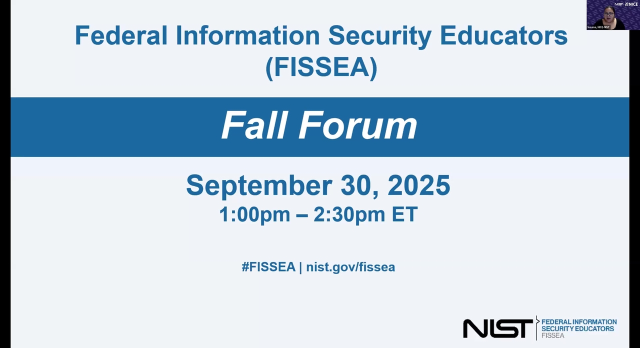 FISSEA Fall Forum: September 30, 2025