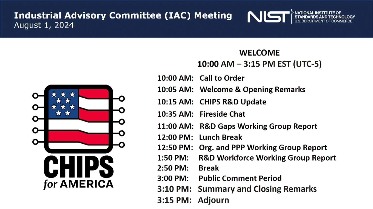 CHIPS Industrial Advisory Committee August 1, 2024 - Afternoon Session