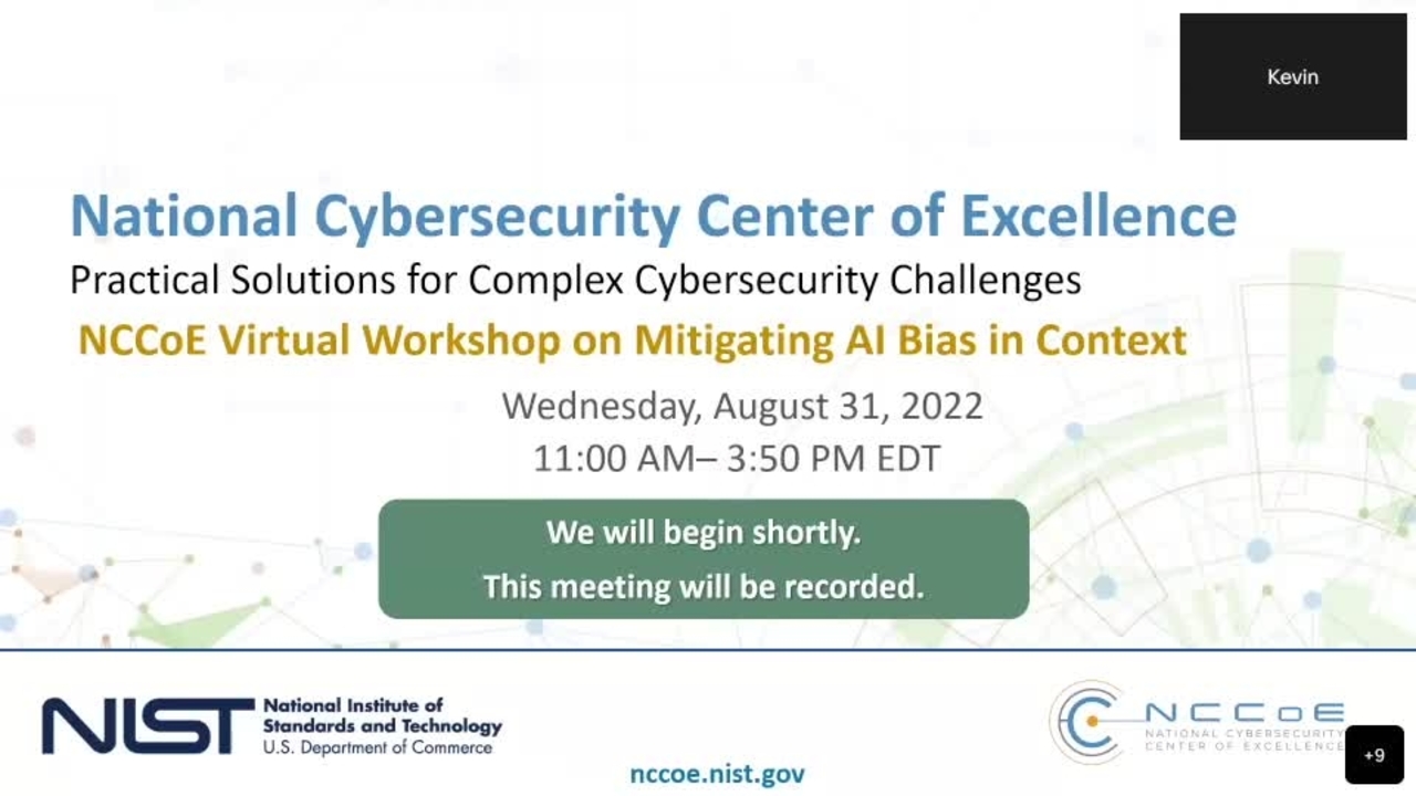 NCCOE Workshop: Workshop on Mitigating AI Bias in Context  - August 31 2022