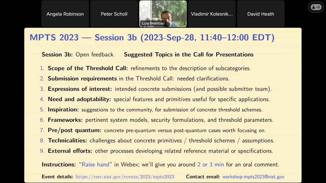 MPTS 2023 — Session 3b: Feedback about the NIST Threshold Call/Process
