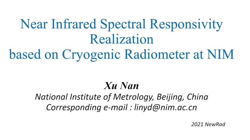 Near Infrared Spectral Responsivity Realization based on Cryogenic ...