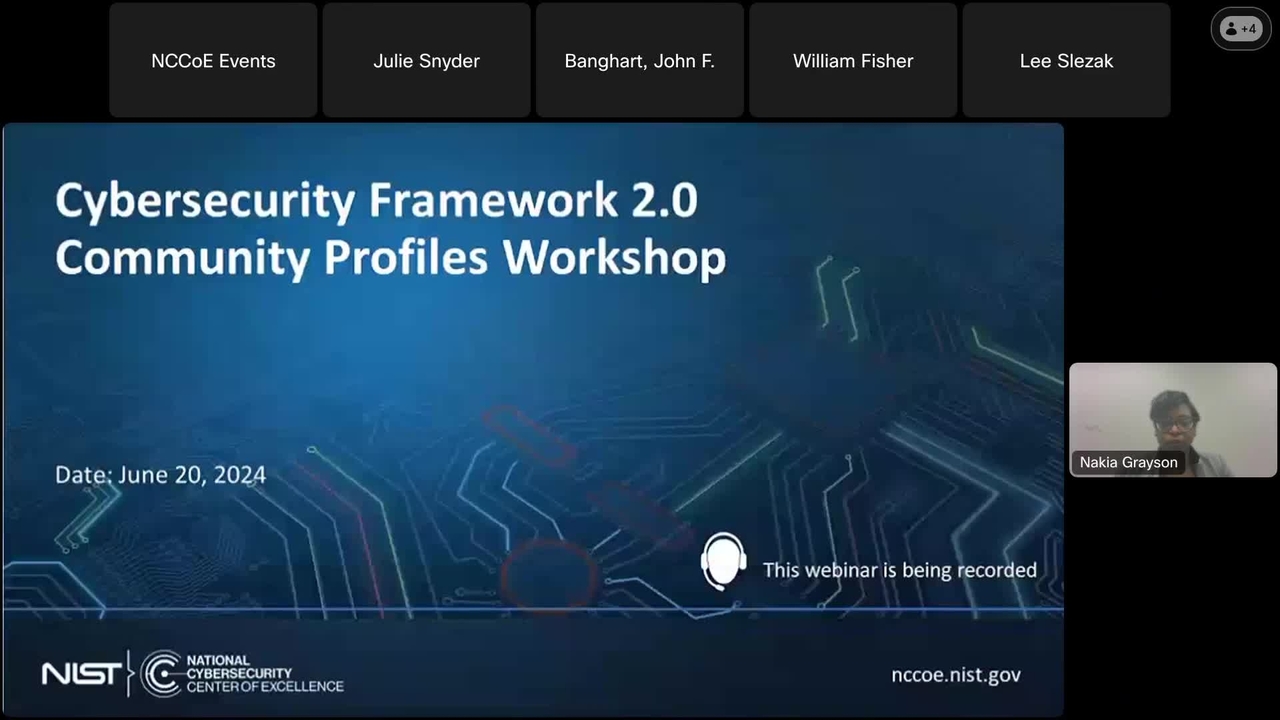 NIST Cybersecurity Framework Community Profiles Workshop
