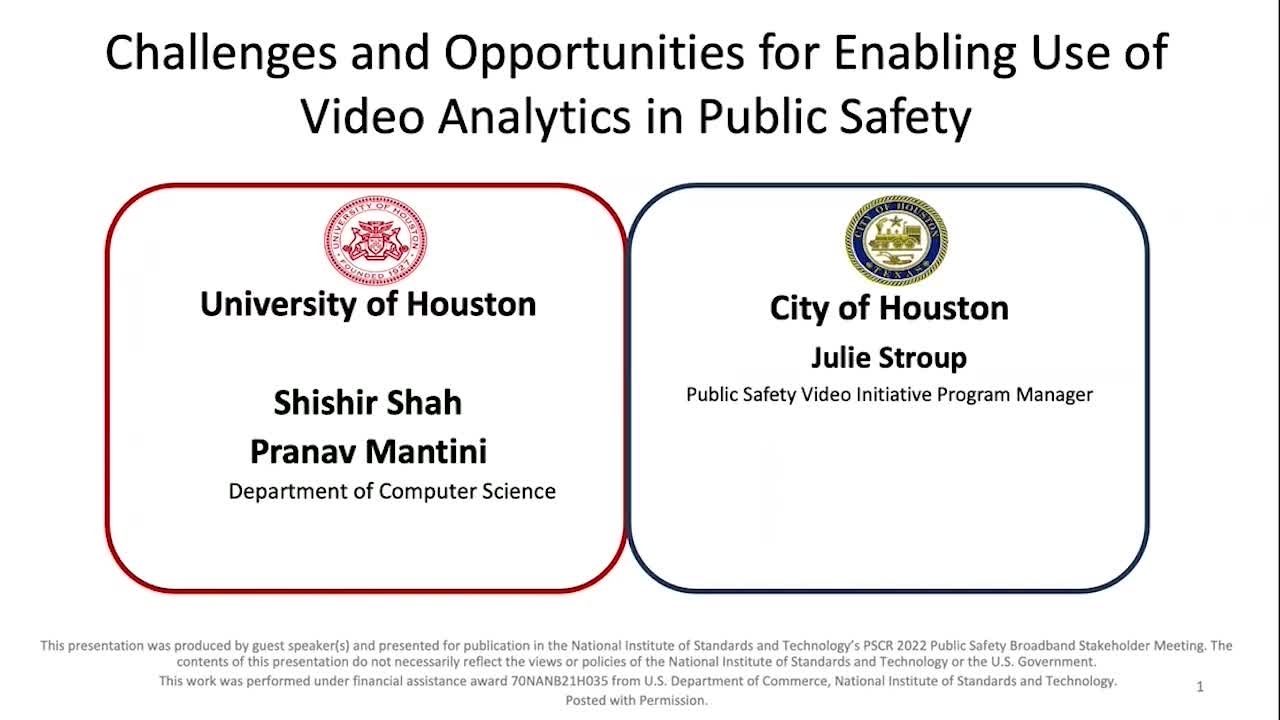 PSCR 2022_Enabling Use of Video Analytics in PS_On-Demand