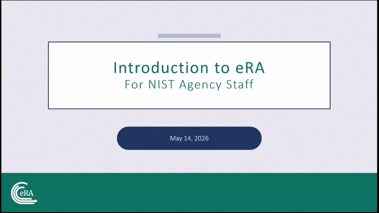 Introduction to eRA Internal - Webinar Recording