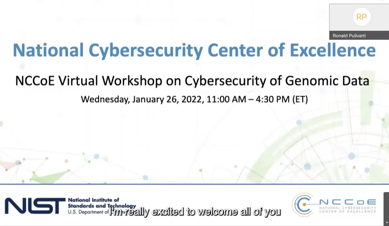 NCCoE Virtual Workshop on the Cybersecurity of Genomic Data