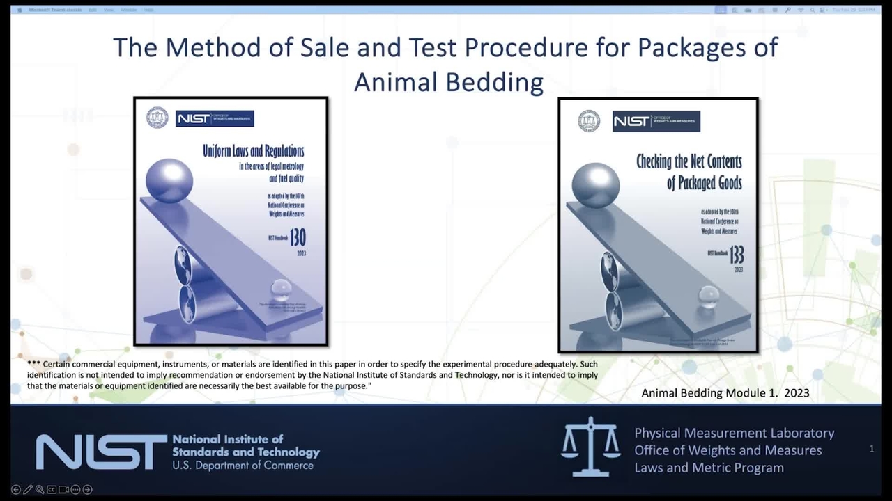 The Method of Sale and Test Procedure for Packages of Animal Bedding