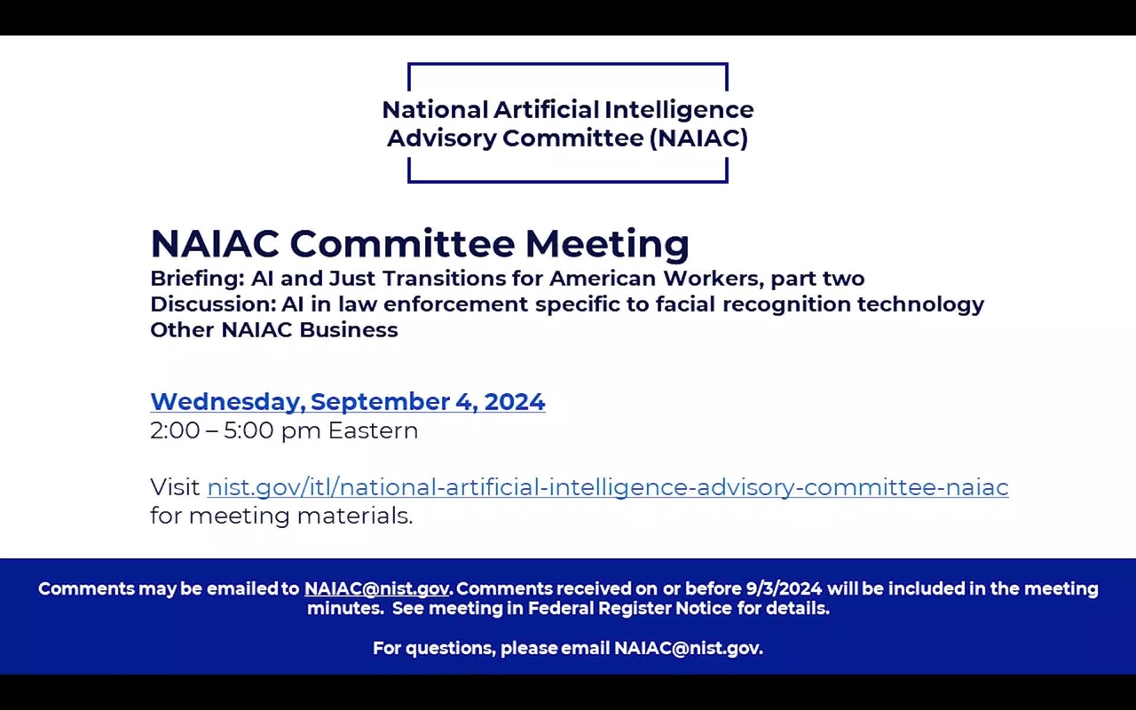 National Artificial Intelligence Advisory Committee (NAIAC) Meeting | September 4, 2024