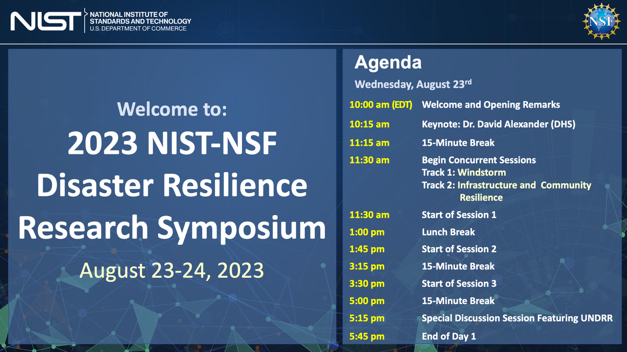 Disaster Resilience Symposium 2023: Day 1 - Track 1