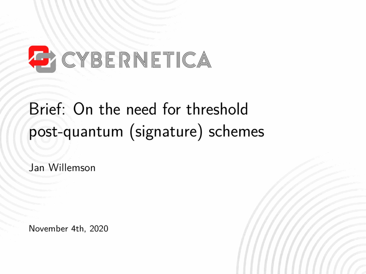 MPTS 2020 Brief 1c3: On the need for threshold post-quantum (signature) schemes