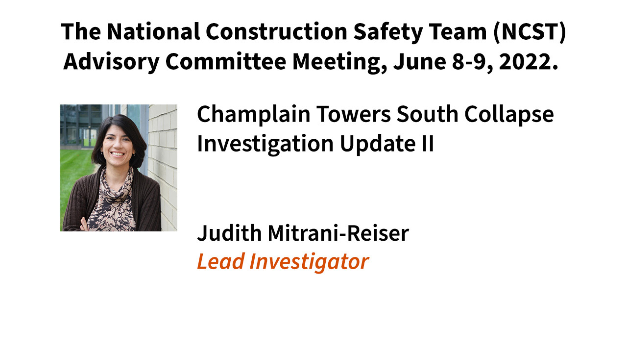 NCSTAC - Judith Mitrani-Reiser (Glenn R. Bell ) - Champlain Towers Collapse