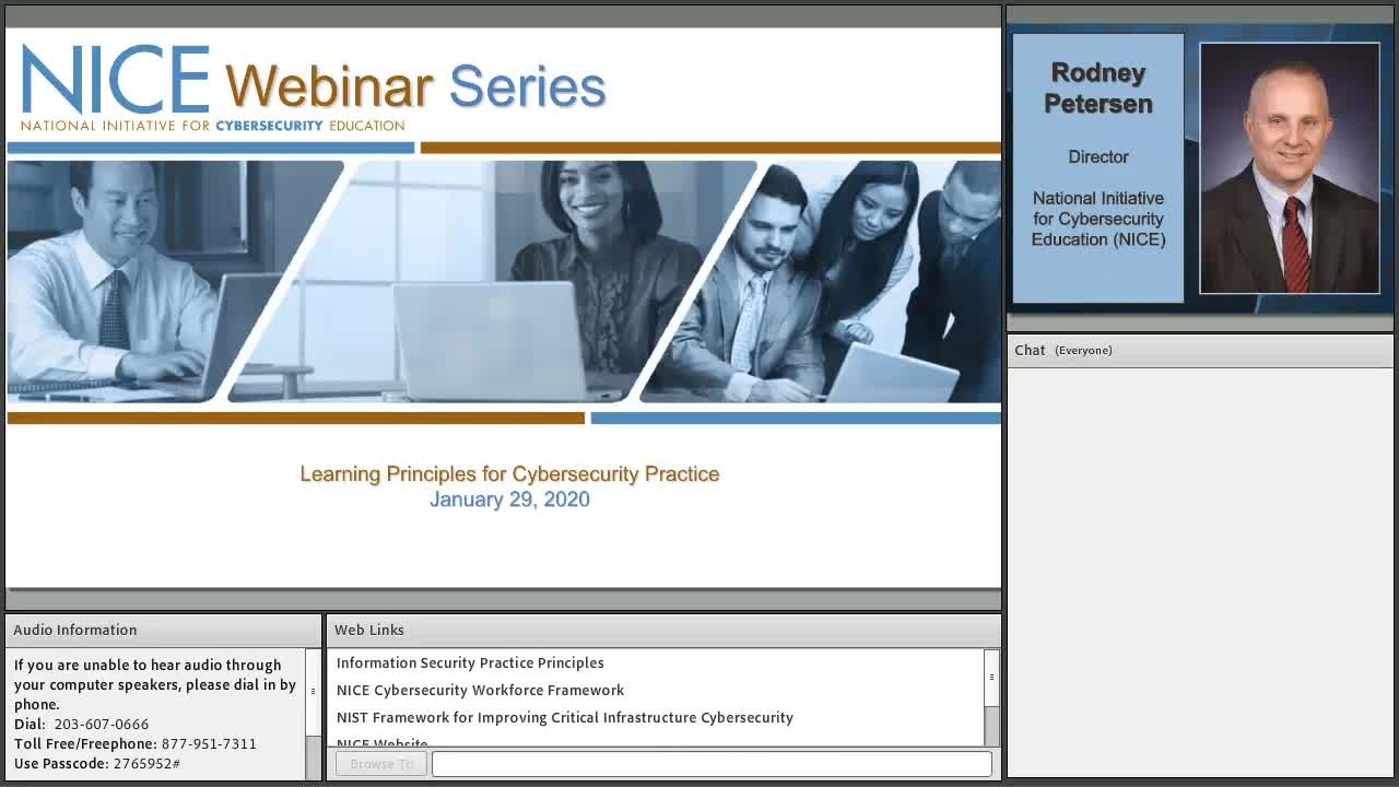 NICE Webinar:  Learning Cybersecurity Principles for the Practice of Information Security