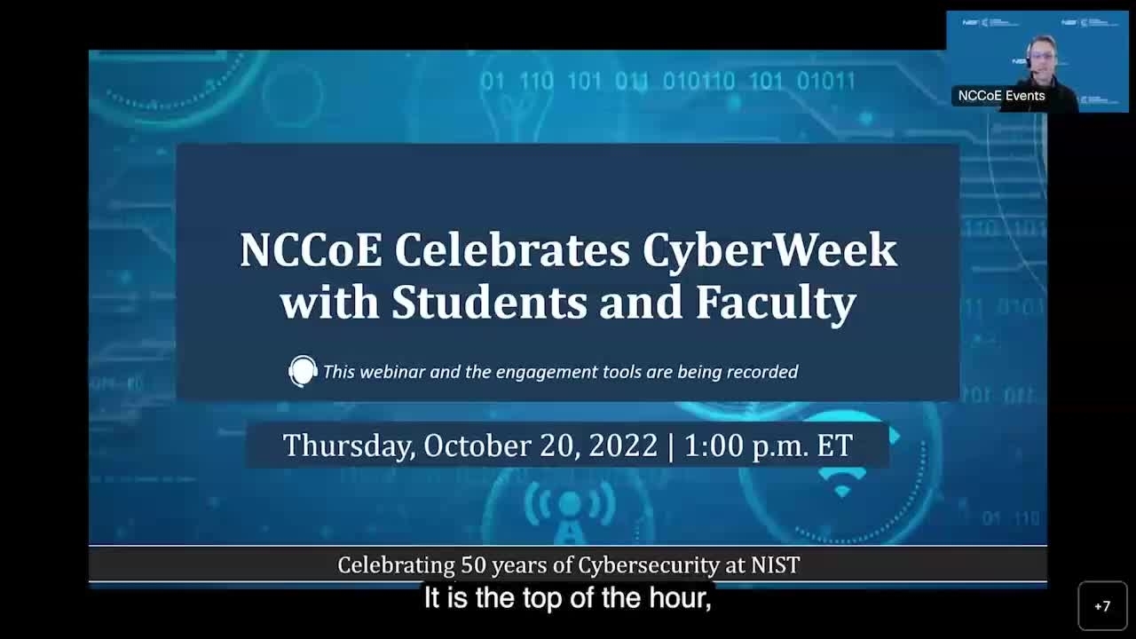 NCCoE Webinar: NCCoE Celebrates CyberWeek with Students and Faculty - October 20, 2022