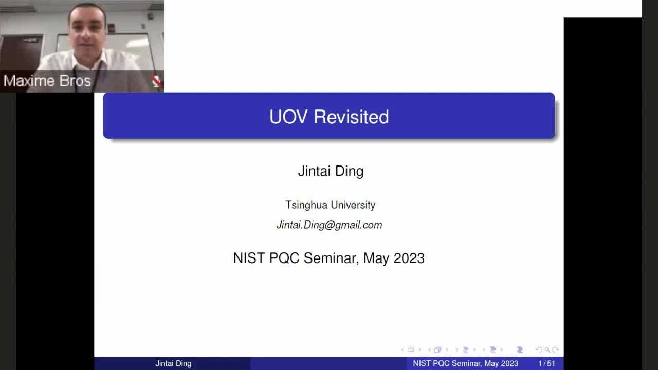 PQC Seminar: UOV Revisited