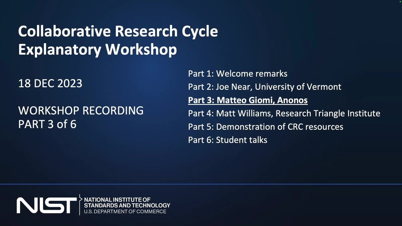 Collaborative Research Cycle Workshop - Evaluating privacy of CRC submissions with Anonymeter
