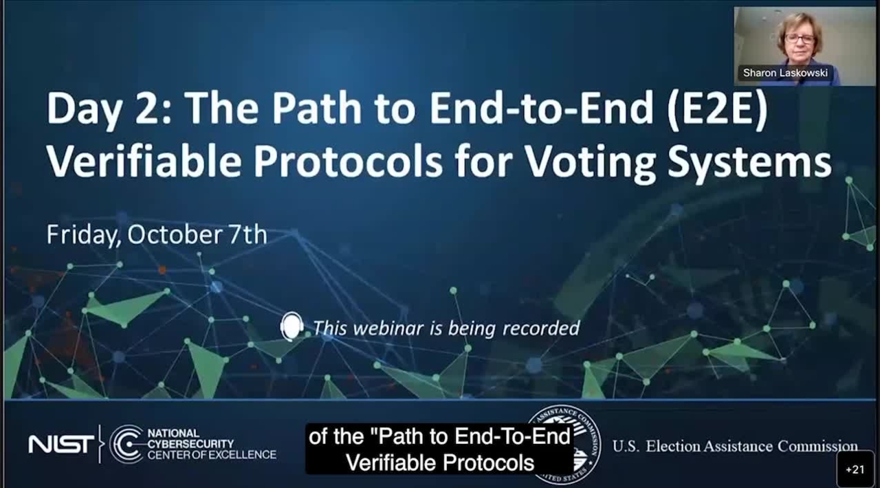 NCCOE Workshop: The Path to End-to-End (E2E) Protocols for Voting Systems (Day 2)