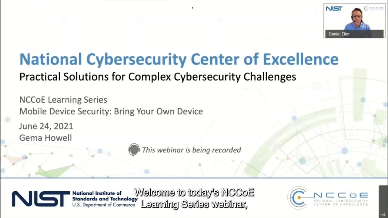 NCCoE Learning Series Webinar: Mobile Device Security—Bring Your Own Device (BYOD)