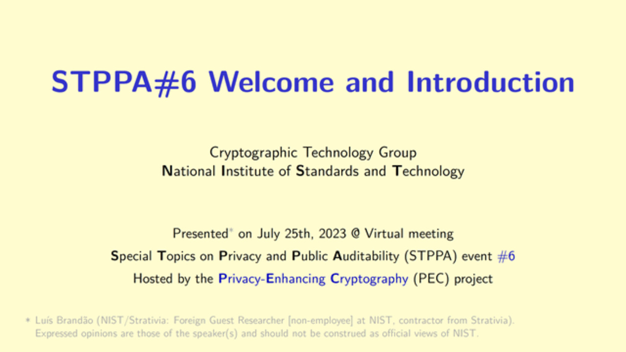 PEC-STPPA6: Welcome and Introduction