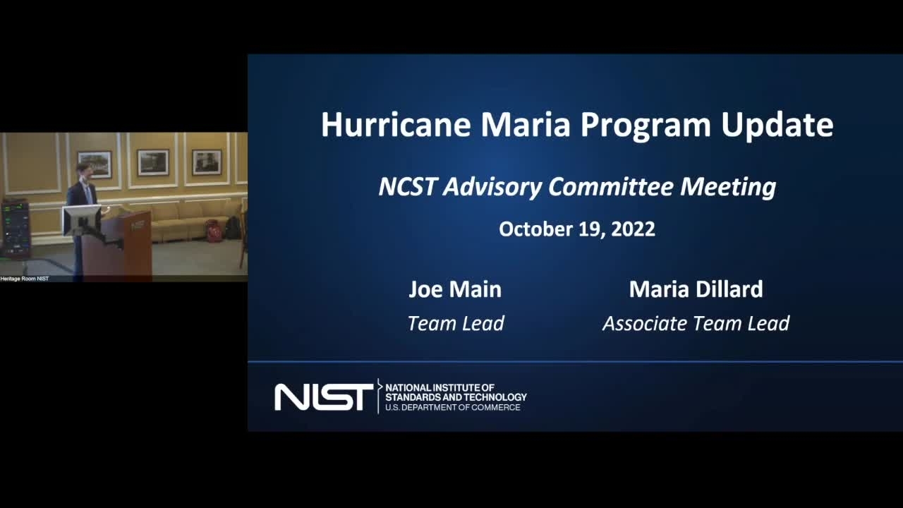 NCST AC.  Hurricane Maria Program Update- Joe Main, Maria Dillard