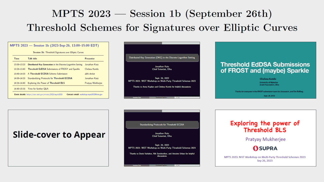 MPTS 2023 — Session 1b: Threshold Schemes for Signatures over Elliptic Curves