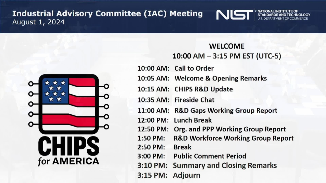 CHIPS Industrial Advisory Committee August 1, 2024 - Morning Session