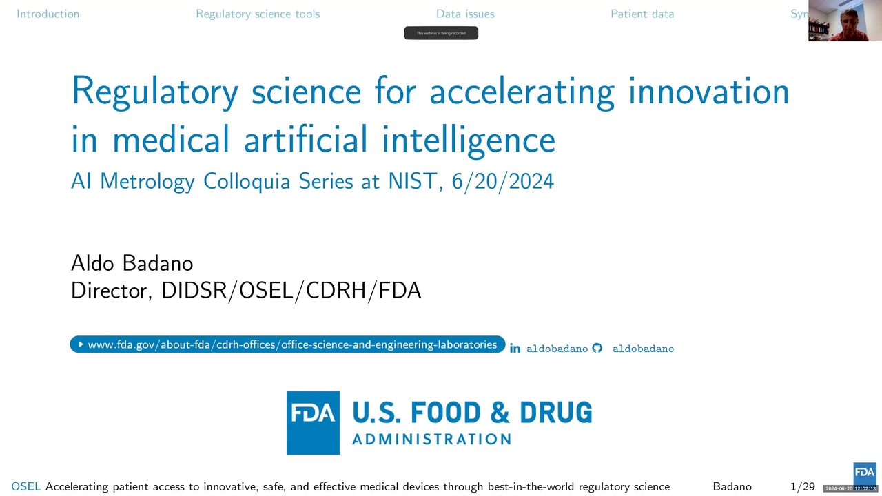 Regulatory Science for Accelerating Innovation in Medical Devices with Artificial Intelligence