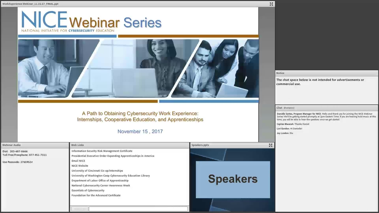 NICE Webinar: A Path to Obtaining Cybersecurity Work Experience Internships, Cooperative Education, and Apprenticeships