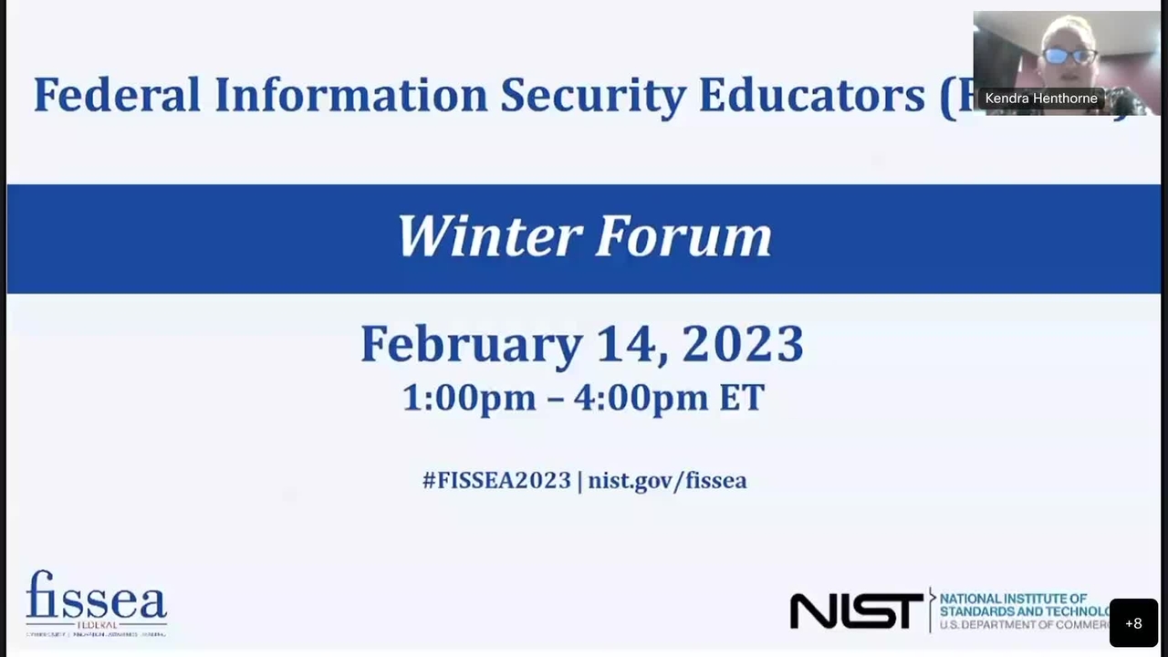 FISSEA Winter Forum February 14, 2023 NIST