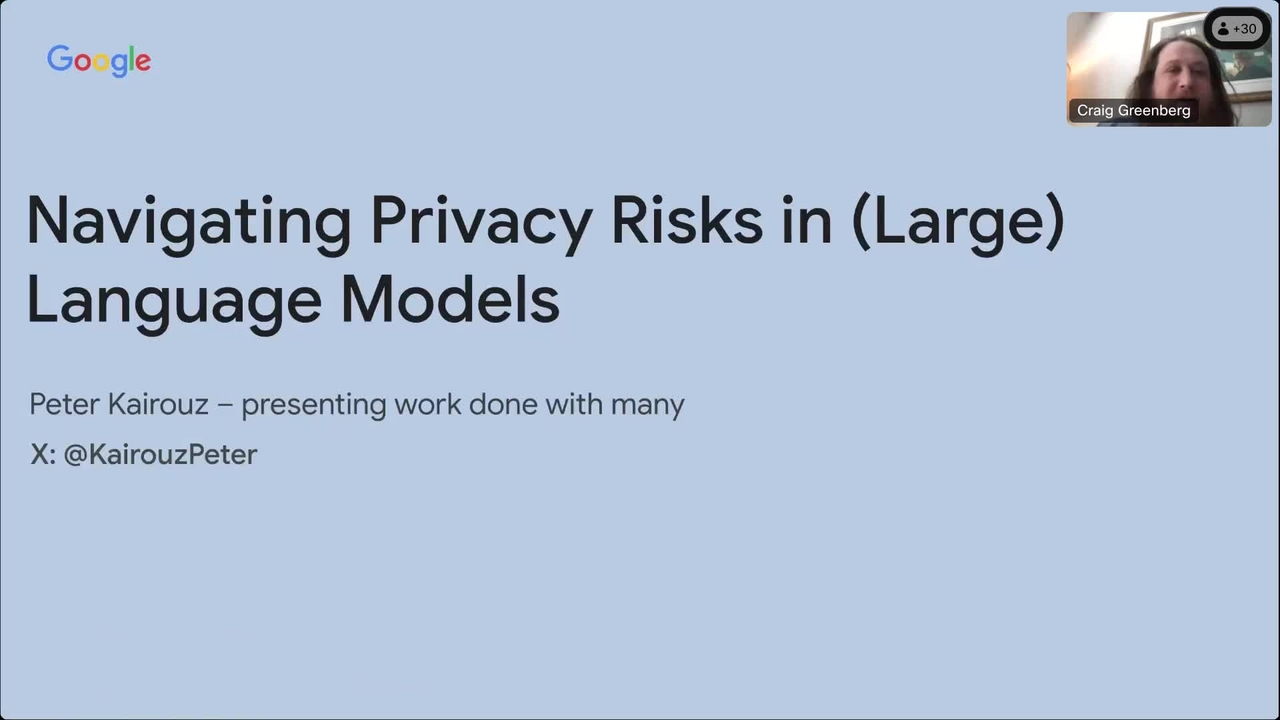 AI Metrology Presentation Series - Navigating Privacy Risks in (Large) Language Models