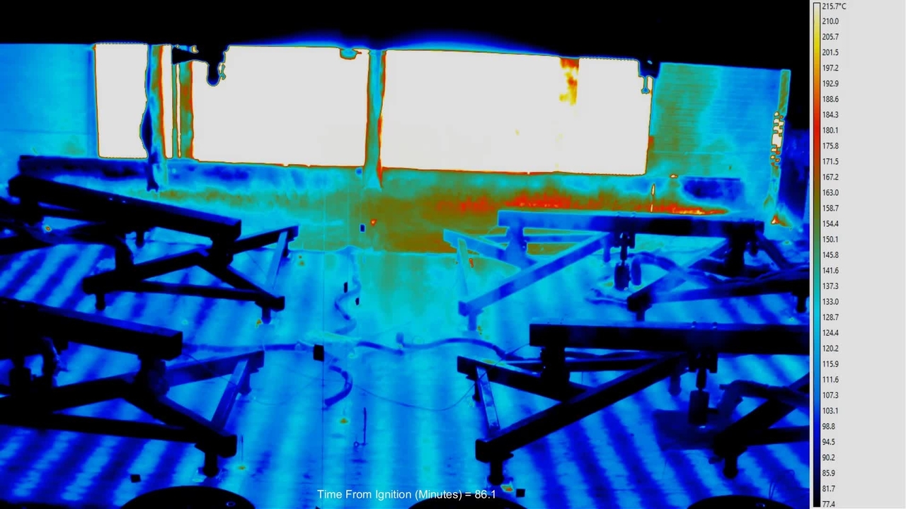 Video 6:  Fire Resilience of a Steel-Concrete Composite Floor System: Full-Scale Experimental Evaluation for Influence of Slab Reinforcement and Unprotected Secondary Beam (Test #3) – FLIR Camera - Top of Slab Center View