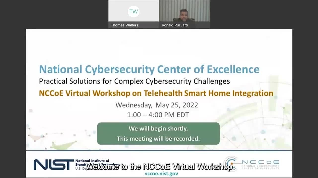 NCCoE Virtual Workshop on Telehealth Smart Home Integration