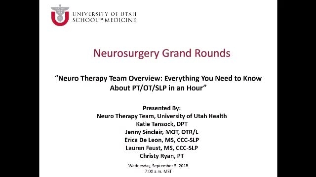 Grand Rounds: Katie Tansock, DPT / Jenny Sinclair, MOT, OTR/L / Erica De Leon, MS, CCC-SLP / Lauren Faust, MS, CCC-SLP / Christy Ryan, PT