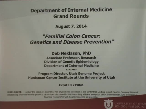 Grand Rounds: Deb Neklason, PhD