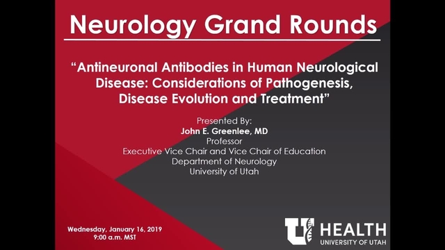 Grand Rounds: John E. Greenlee, MD