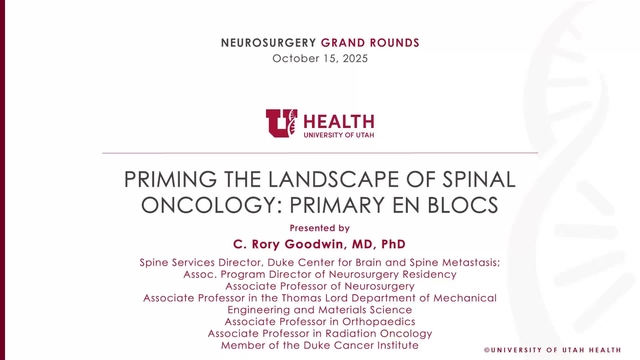 Grand Rounds: C. Rory Goodwin, MD, PhD