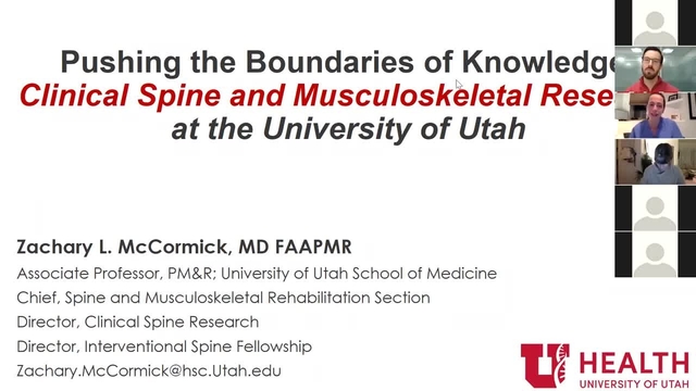 Grand Rounds: Zachary McCormick, MD FAAPMR