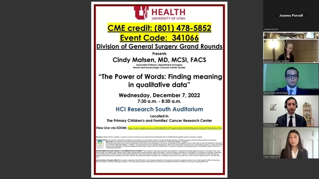 Grand Rounds: Cindy Matsen, MD