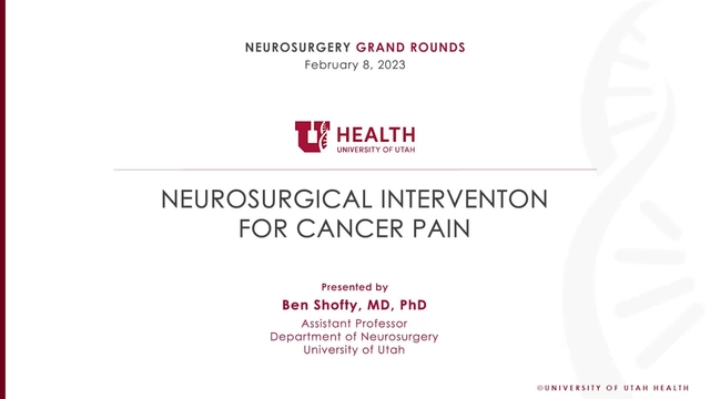 Grand Rounds: Ben Shofty, MD, PhD
