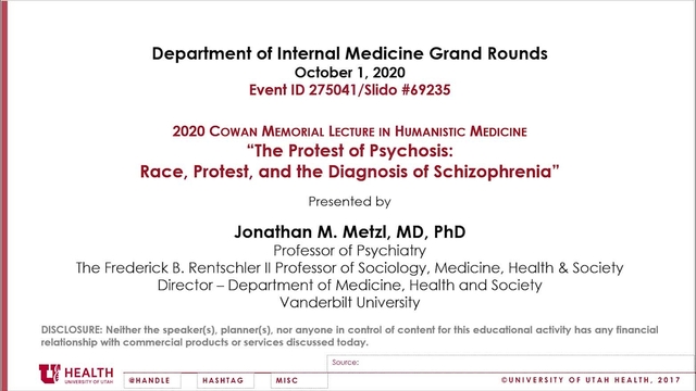 Grand Rounds: Jonathan M. Metzl, MD, PhD