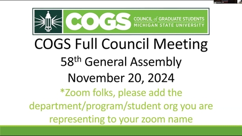 Thumbnail for COGS Full Council Meeting 11.20.24
