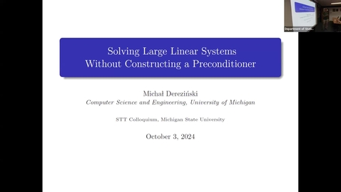 Thumbnail for Colloquium - Michał Dereziński - October 3, 2024